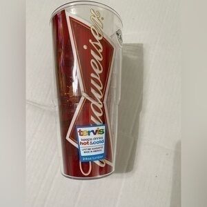 Classic Red Budweiser Beer 24oz Tervis - No Lid